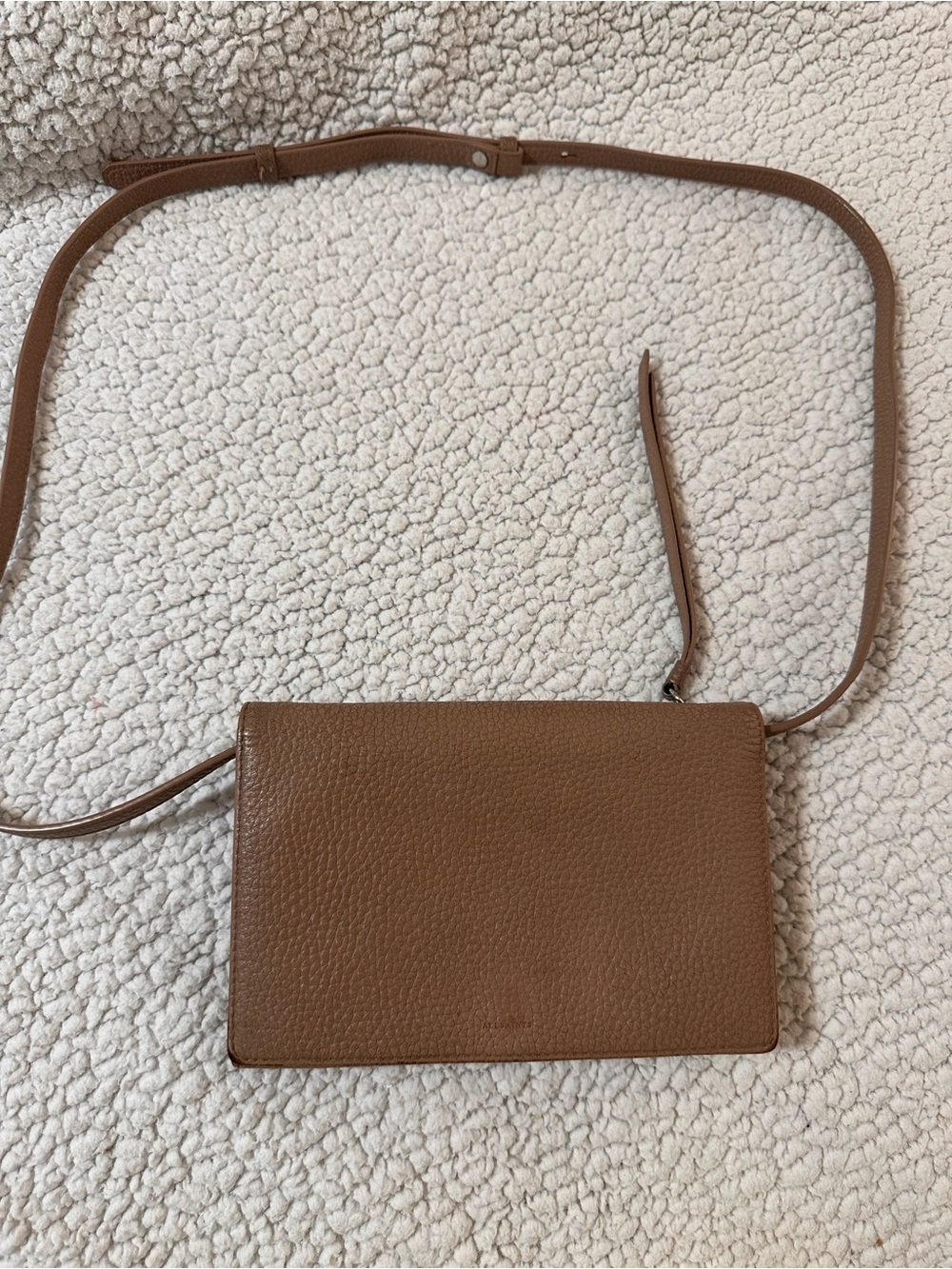 AllSaints Pebbled Tan Leather Crossbody